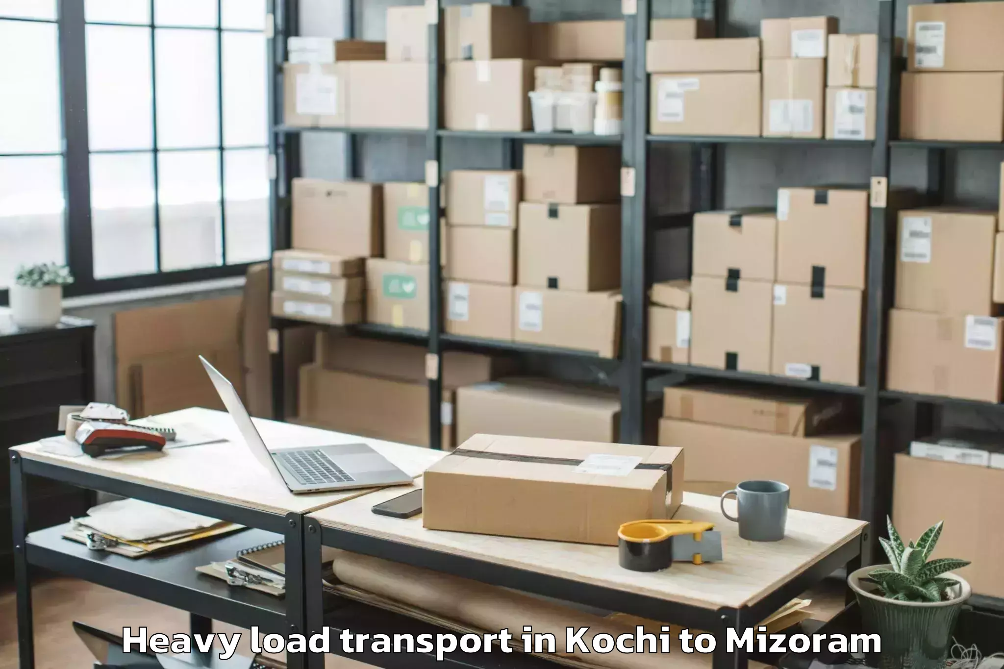 Book Kochi to Thenzawl Heavy Load Transport Online